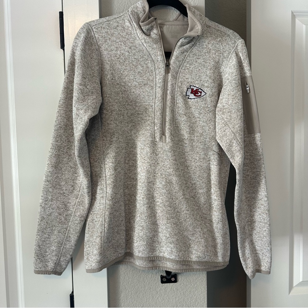 Antigua Beige Chiefs Quarter-Zip Pullover